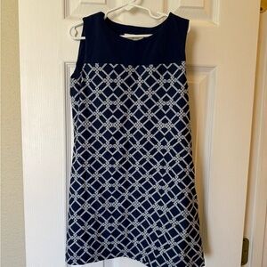 Jude Connally Navy and White Geometric Mini Dress Girl’s size 8